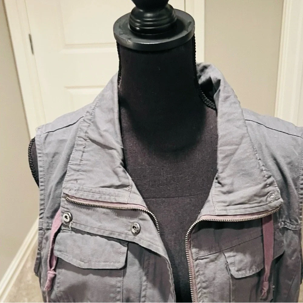 SEBBY Gray Sleeveless Utility Vest Jacket. Large - Picture 5 of 5
